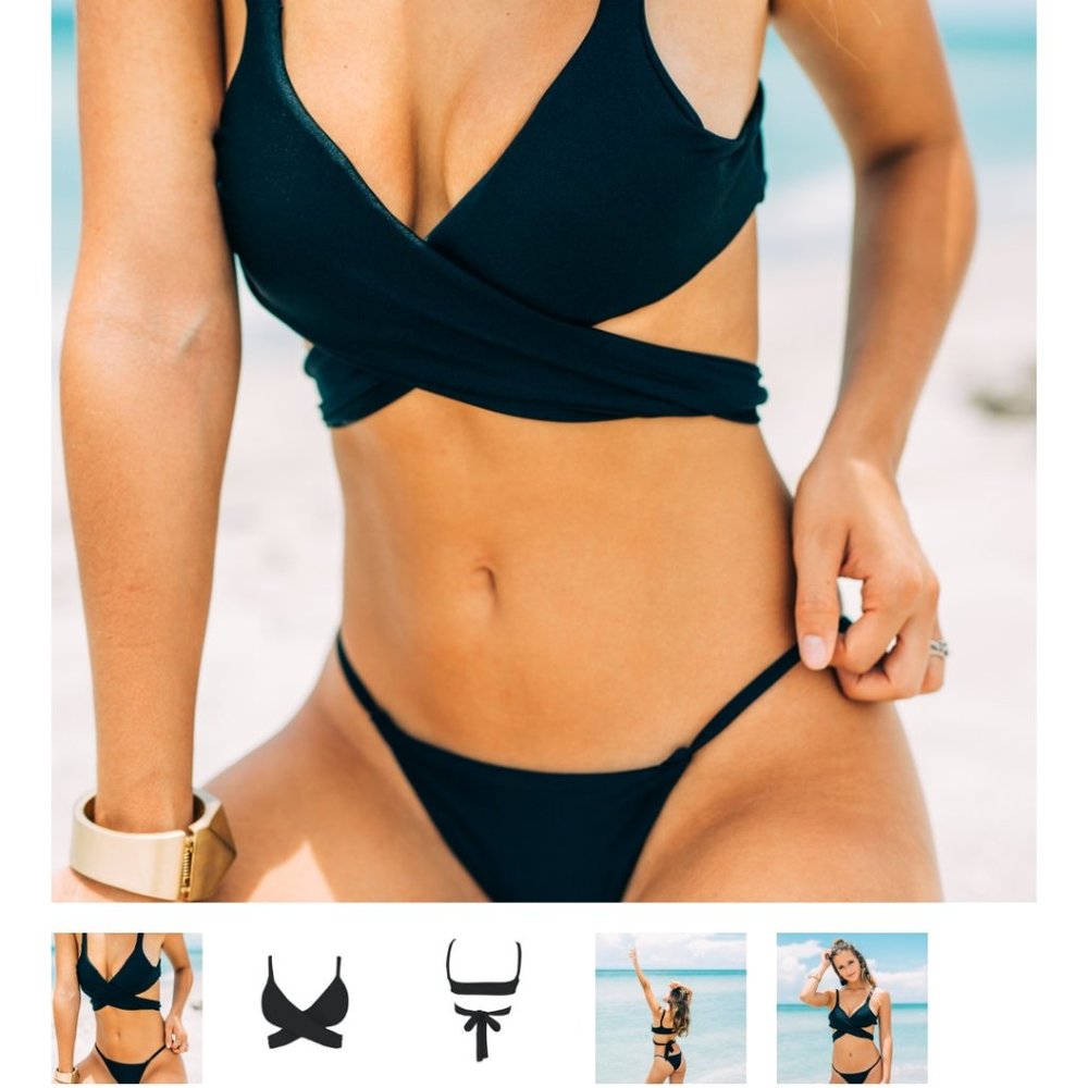 LSea Swimwear Black Wrap Around Bikini Set